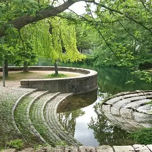 Ufer eines Weihers im Botanischen Garten Ulm
